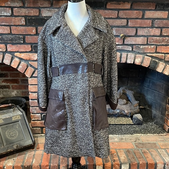 Cynthia Steffe Grey & Black Tweed Coat size xl - Picture 1 of 10